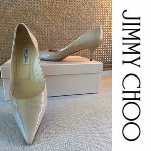 Jimmy Choo AZA Patent Nude Pumps - Size 39½